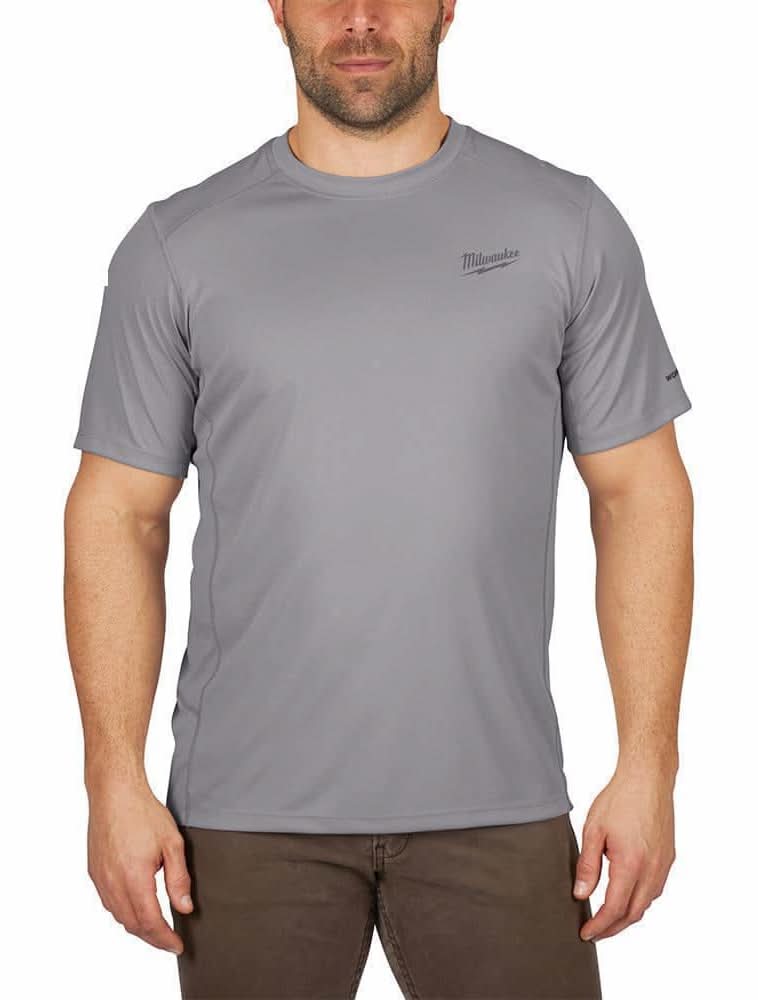 Milwaukee Gen Ii Men'S Work Skin Medium Gray Light Weight Performance Short-Sleeve T-Shirt