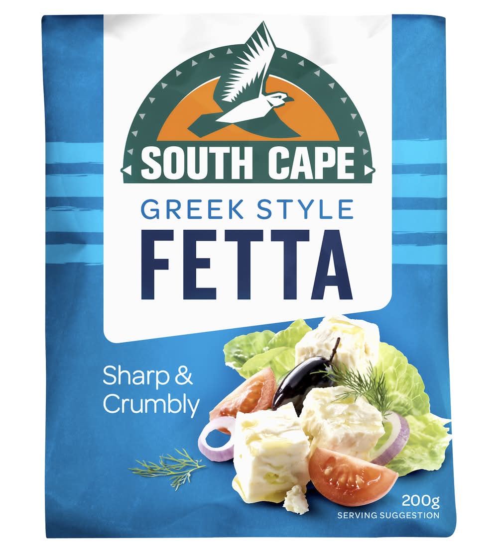 South Cape Sharp & Crumbly Fetta Cheese, Greek Style (200g)