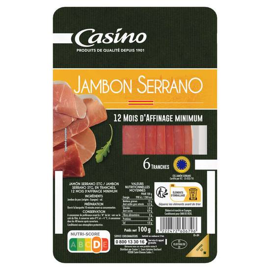 Casino Jambon Cru - Serrano - 6 Tranches - 6 Tranches