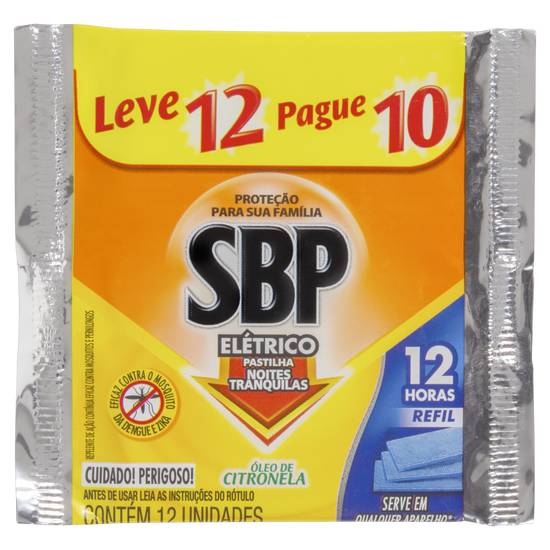 Sbp pastilha refil para repelente elétrico com óleo de citronela (12 un)