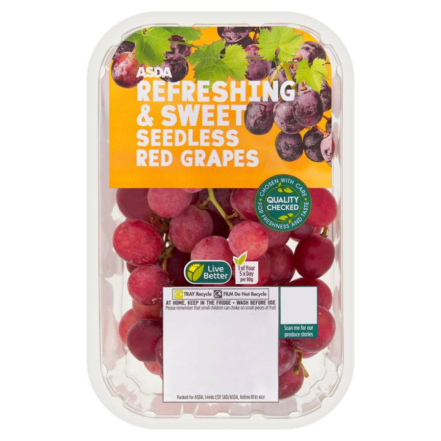 Asda Refreshing & Sweet Seedless Red Grapes 500g