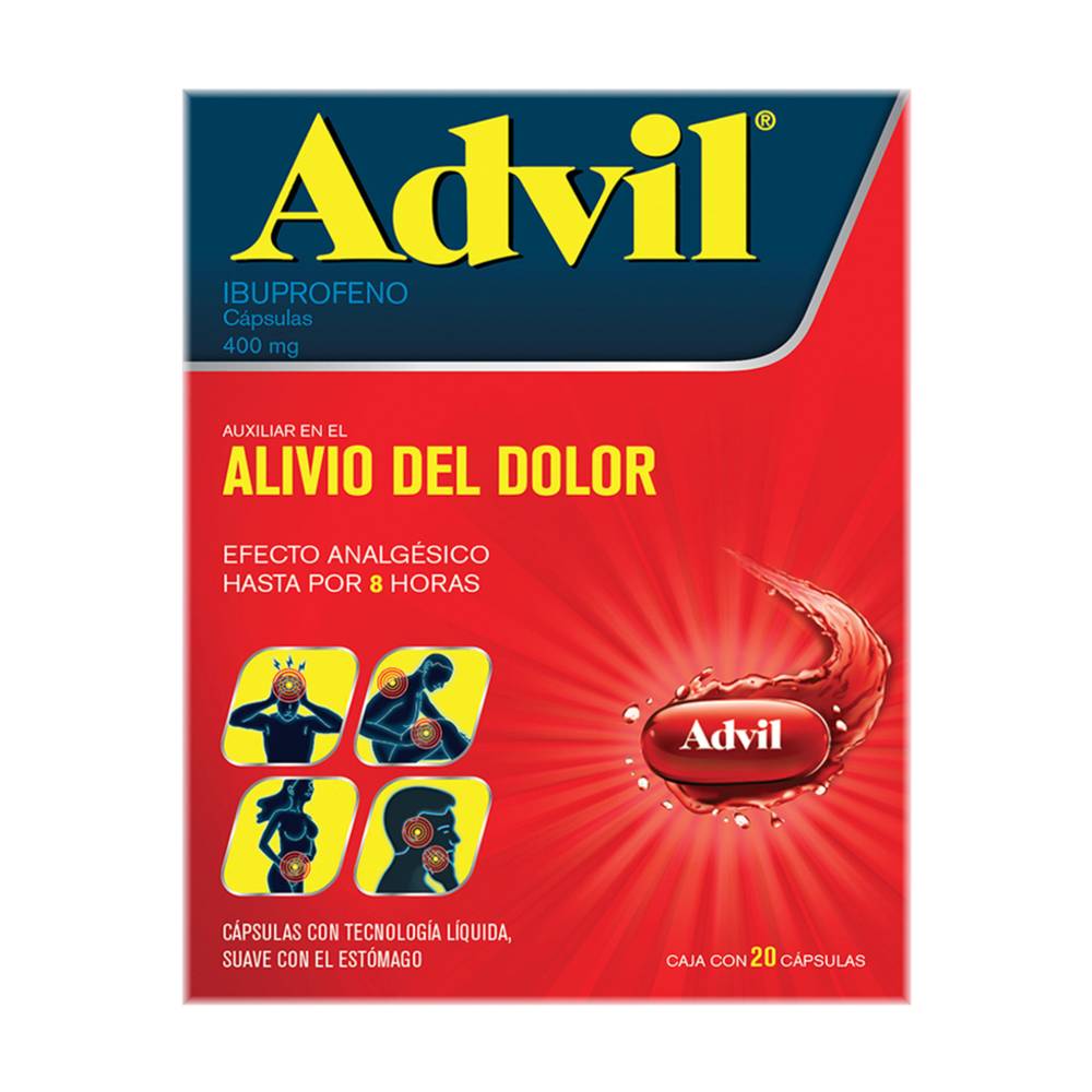 Advil ibuprofreno cápsulas líquidas 400 mg (20 un)