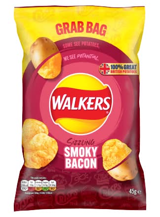 Walkers Smoky Bacon, Grab Bag Potato Crisps (45g)