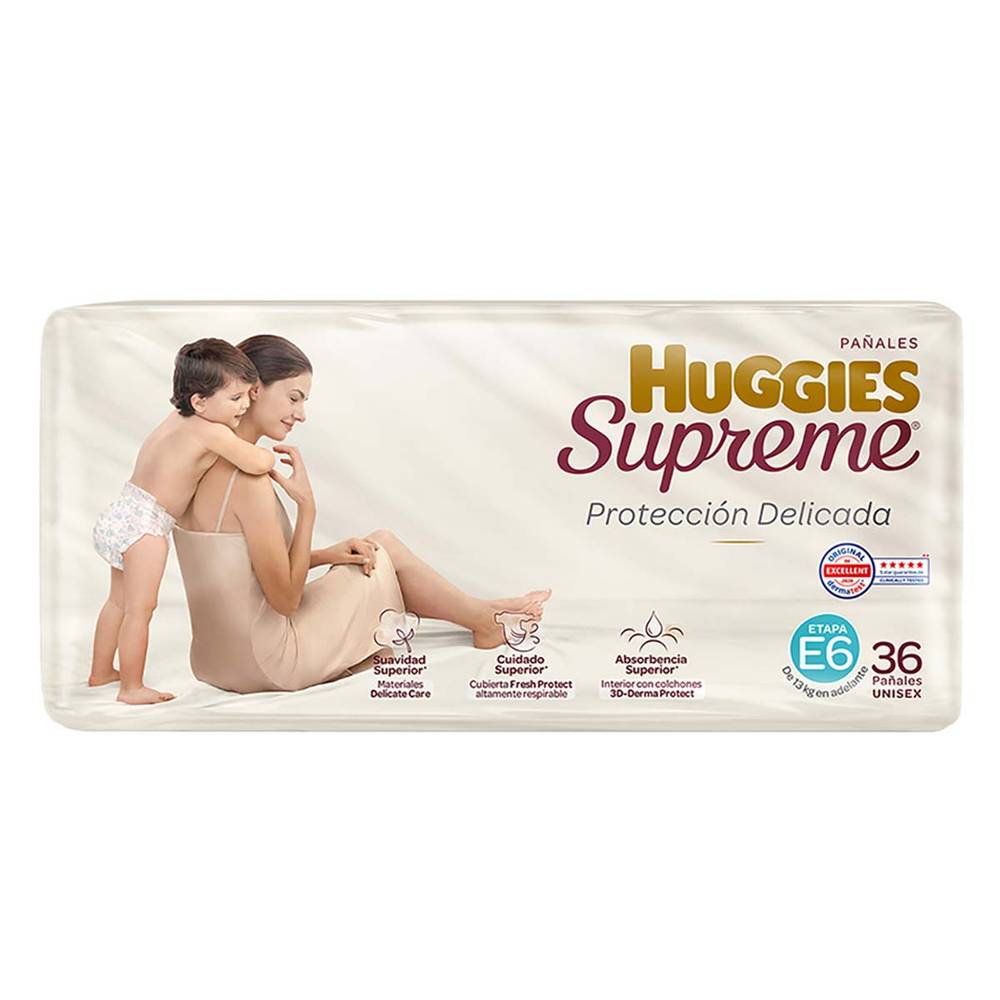 Huggies · Supreme pañales protección delicada, unisex, Etapa 6 (36 un)