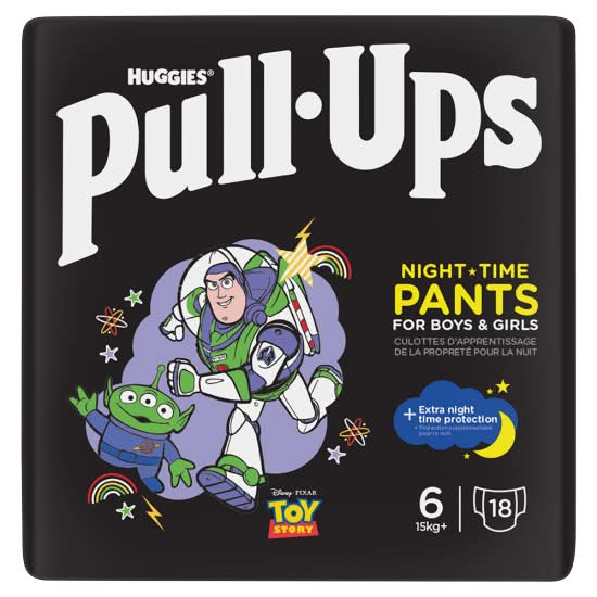 Huggies Size 6, Pull-Ups Night Time Nappy Pants (18 pack)