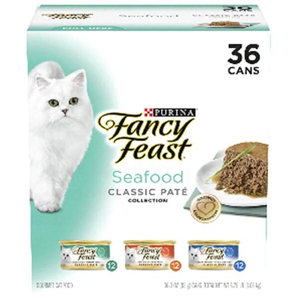 Purina Fancy Feast Grain Free Pate Wet Cat Food Variety Pack, Seafood Classic Pate Collection - (3 (3 oz)