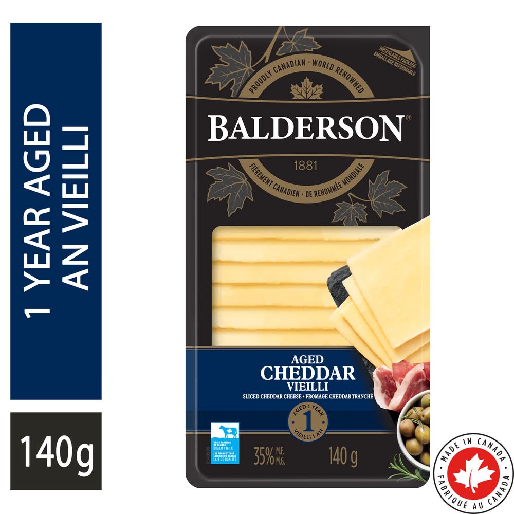 Balderson Aged Cheddar Cheese Sliced 1 Year (140 g)