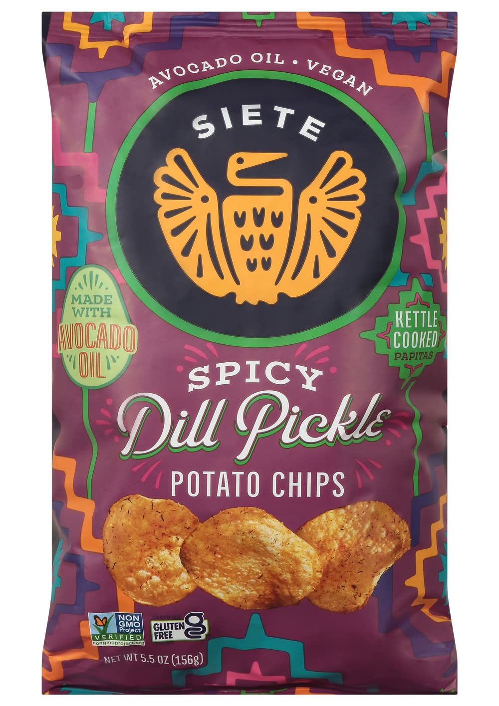 Siete Foods Kettle Cooked Potato Chips, Spicy Dill Pickle (5.5 oz)