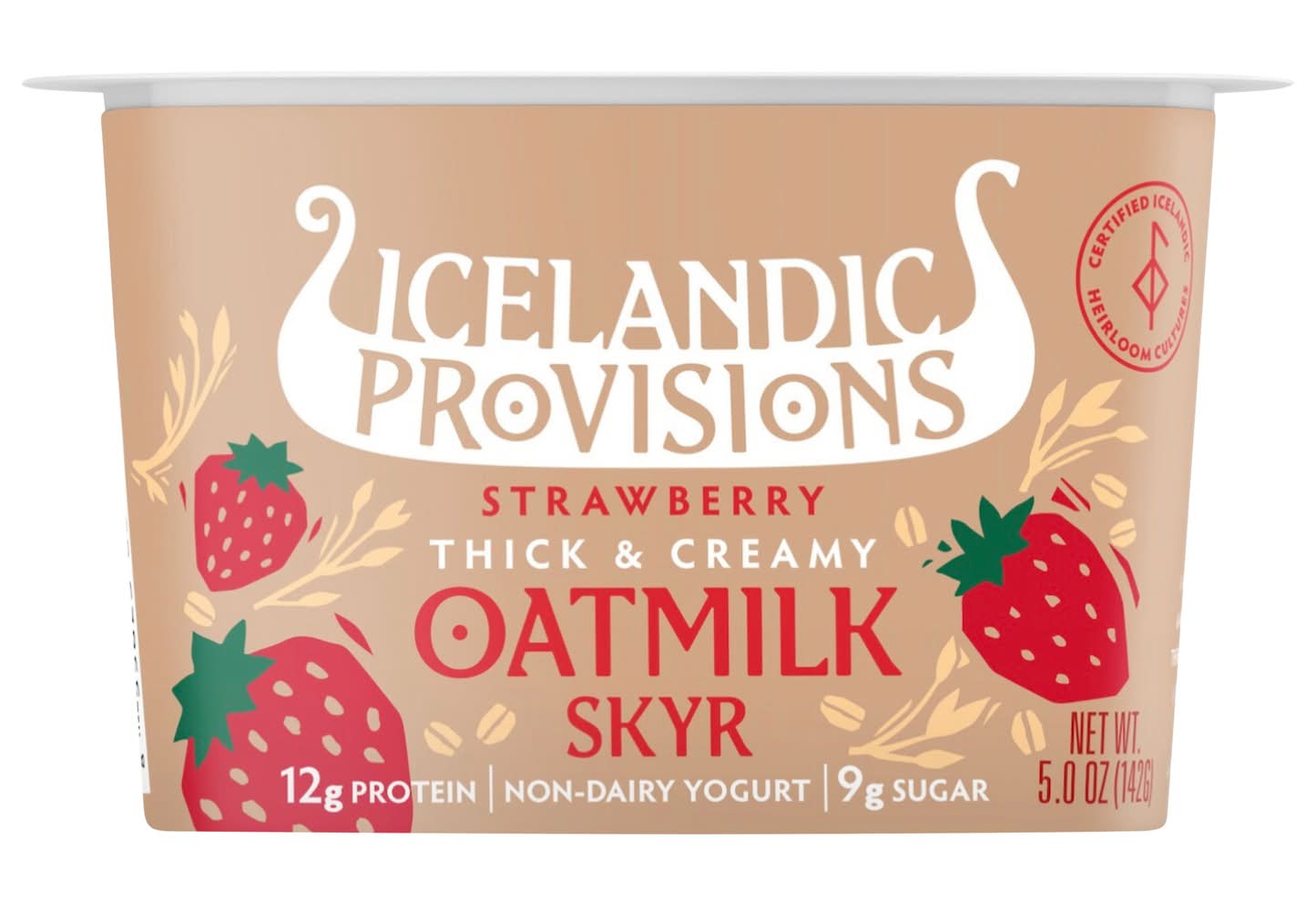 Icelandic Provisions Thick & Creamy Oatmilk Skyr Yogurt, Strawberry (5 oz)