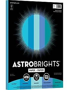 Astrobrights Colored Paper, 24 lbs., 8.5 x 11, Assorted Galactic Blues, 100 Sheets/Ream (91529)