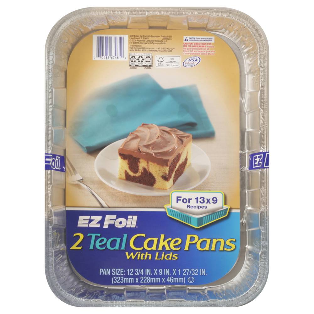 Ez Foil Teal Cake Pans With Lids (2 ct)