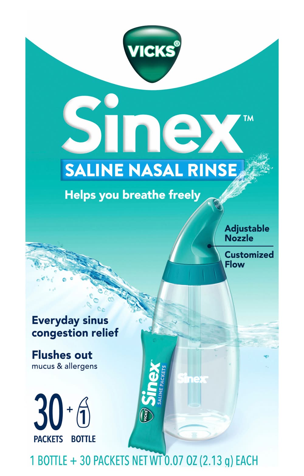 Vicks Saline Nasal Rinse Starter Kit (63.9 g, 31 ct)
