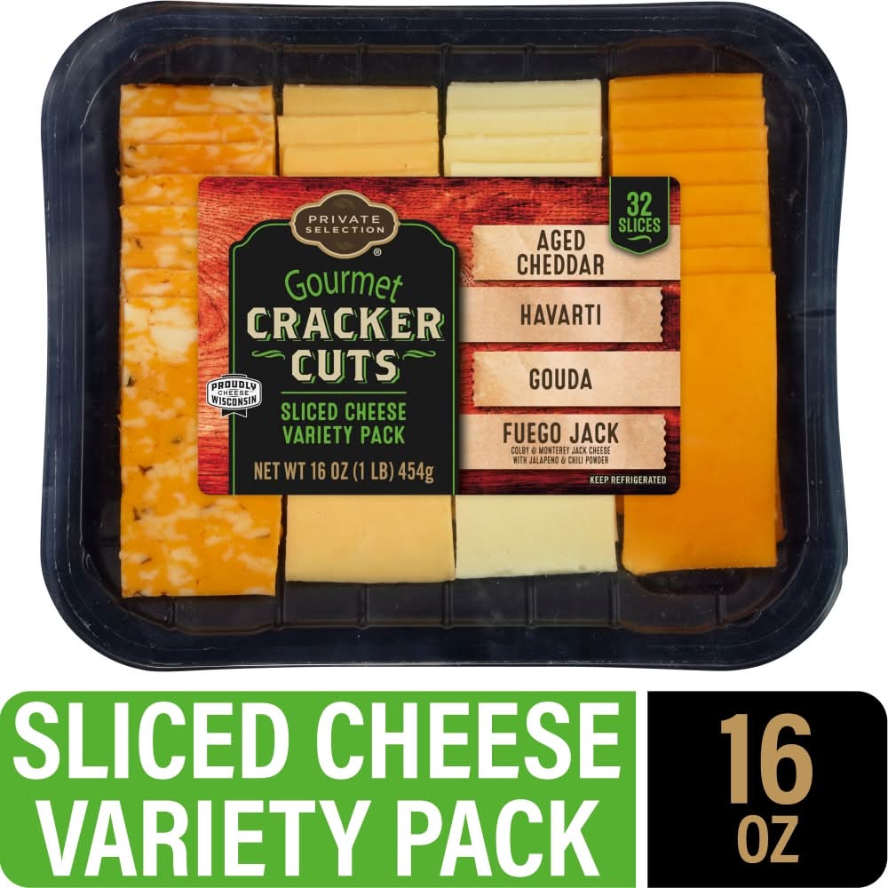 Private Selection Gourmet Cracker Cuts Sliced Cheese Variety pack (16 oz, 32 ct)