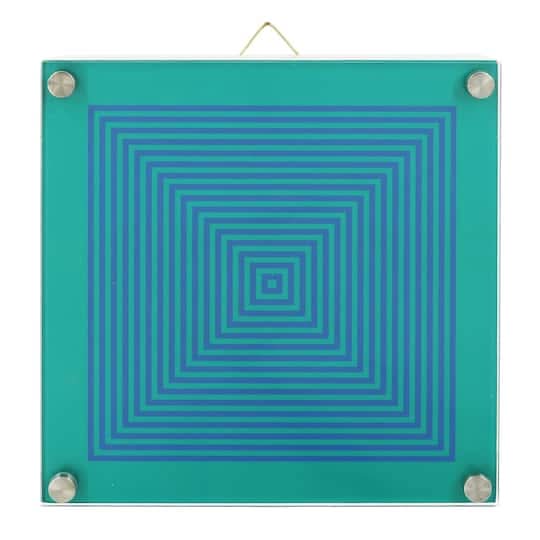 Jonathan Adler X Michaels 8" X 8" Green & Blue Square Stripe Wall Art