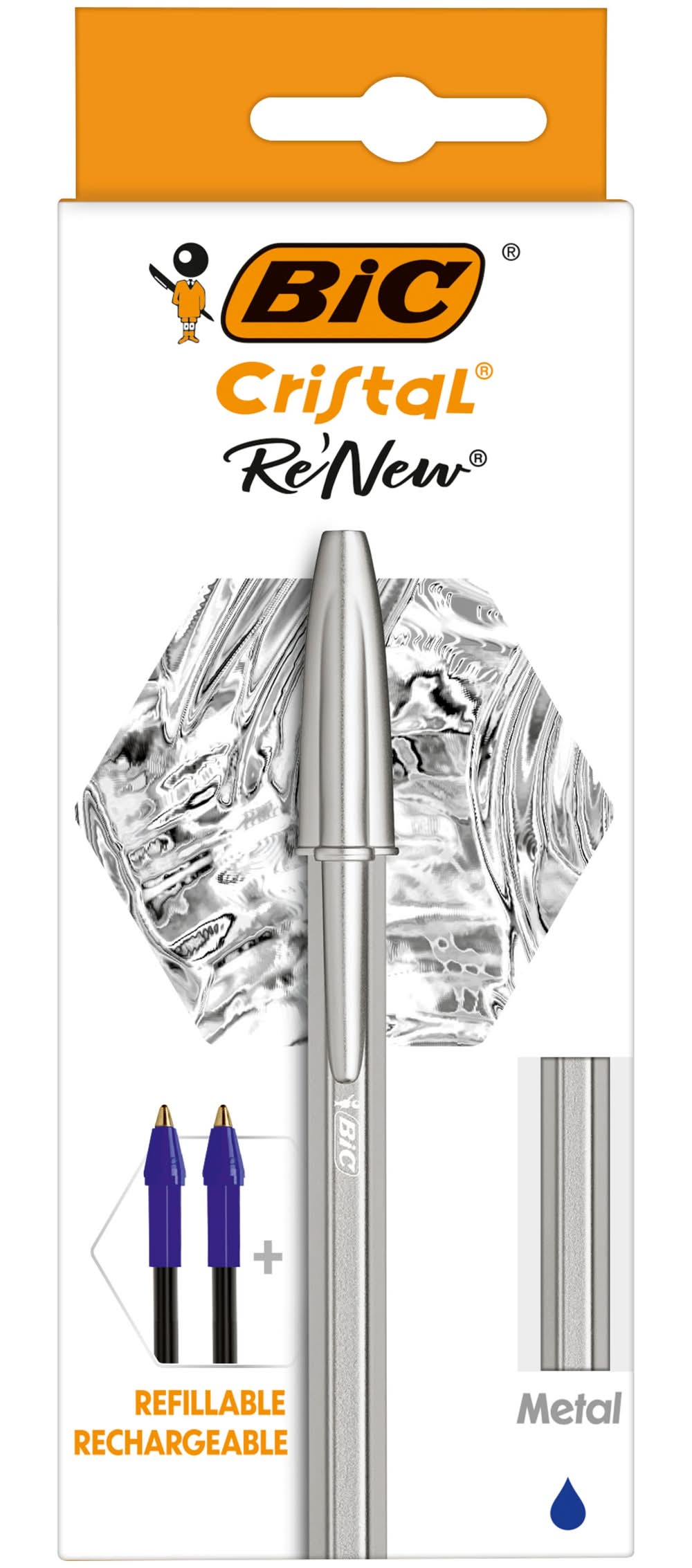 Esferográfica Cristal Re'New com 2 Recargas Azul Bic