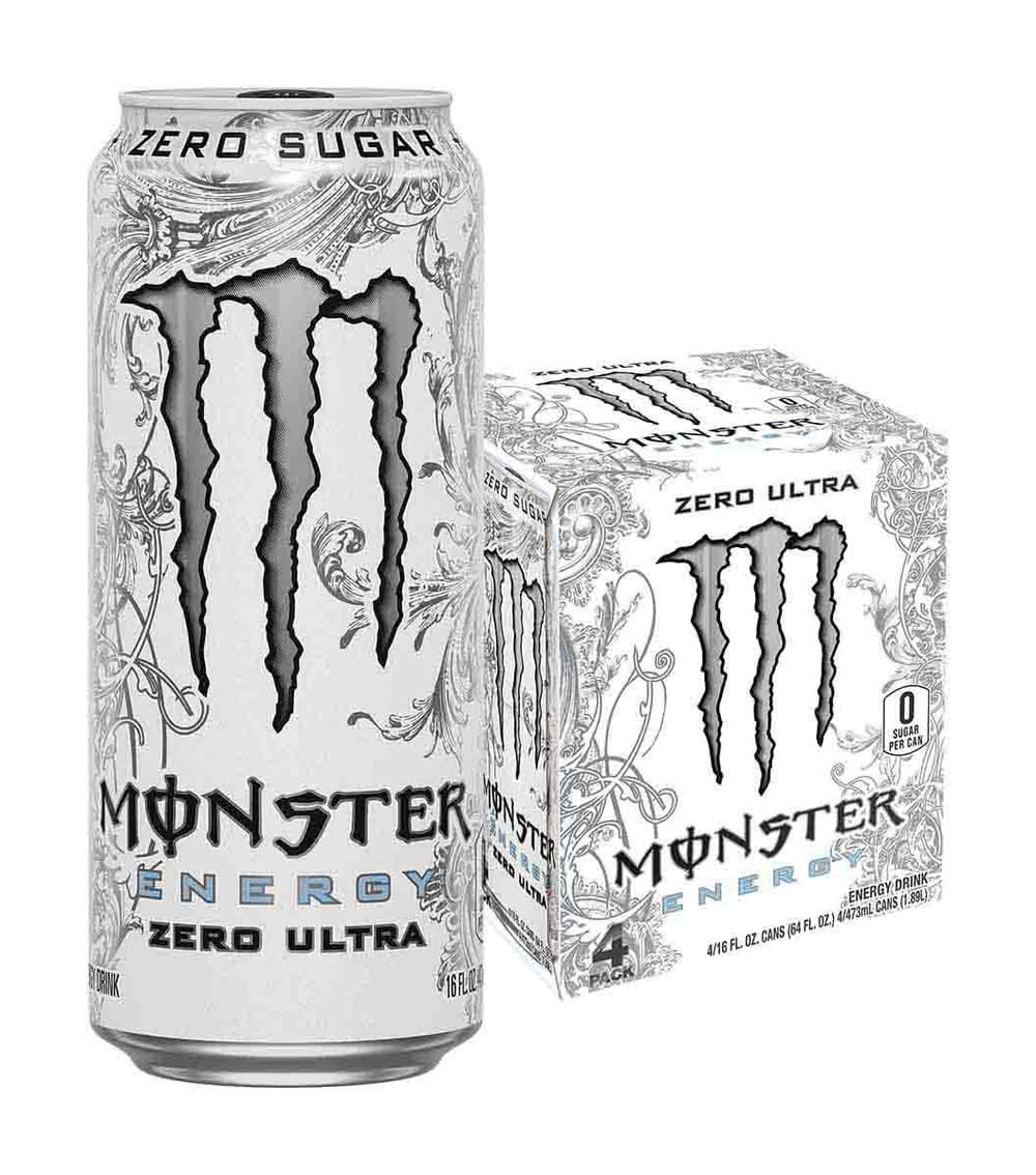 Monster Ultra Zero Sugar Energy Drink (4 x 16 fl oz)