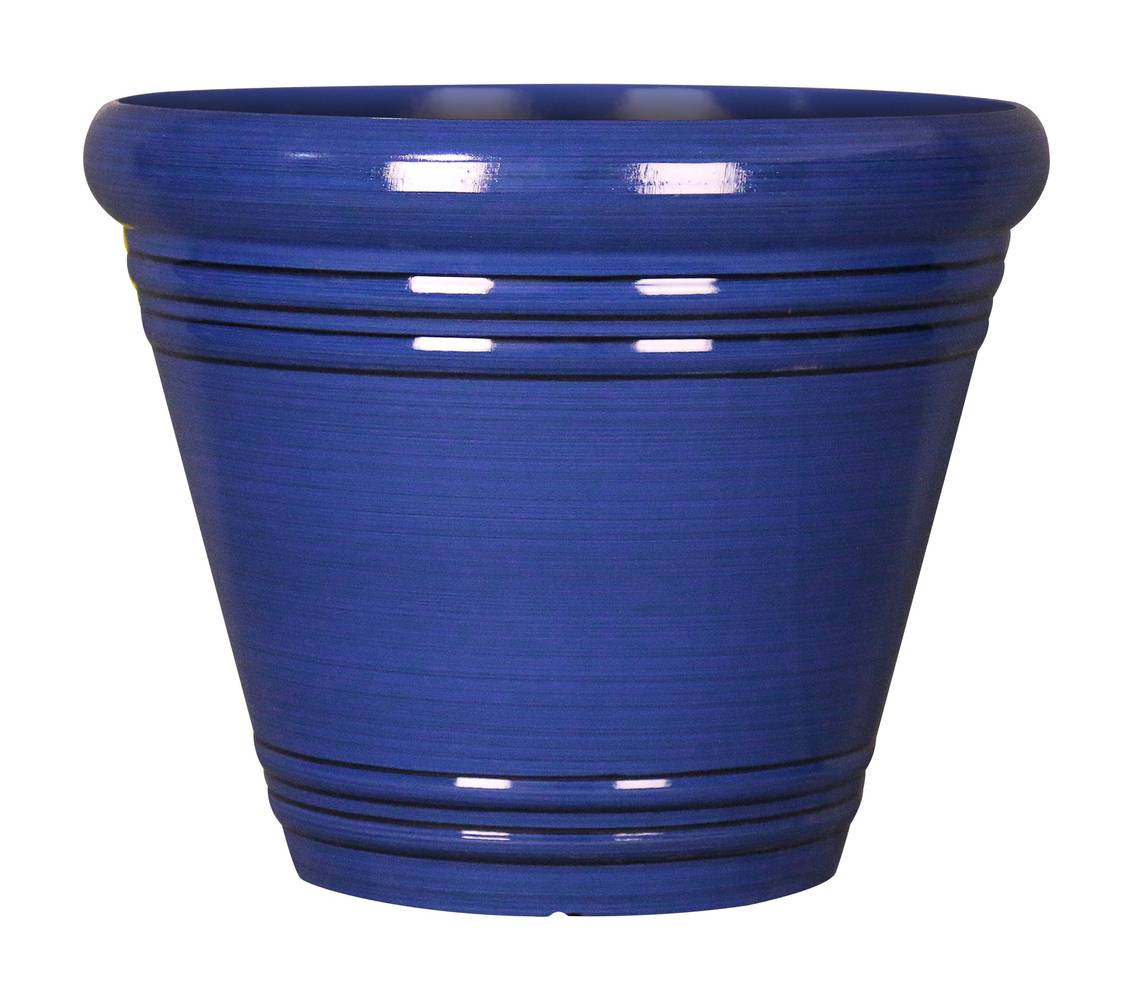 Style Selections Round 11.14-in W x 9.76-in H x Blue Recycled plastic Contemporary/Modern Indoor/Outdoor Planter | PLC1612BBF