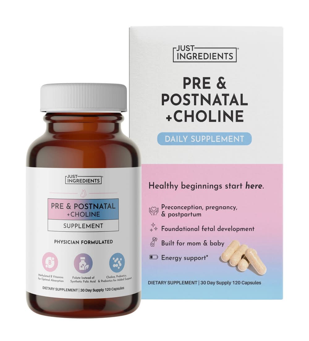 Just Ingredients Pre & Postnatal + Choline Capsules (120 ct)