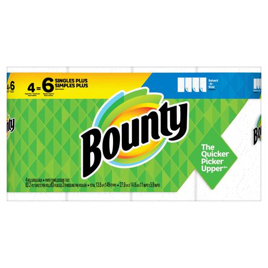 Bounty Select-A-Size Paper Towels, White, 4/Pack