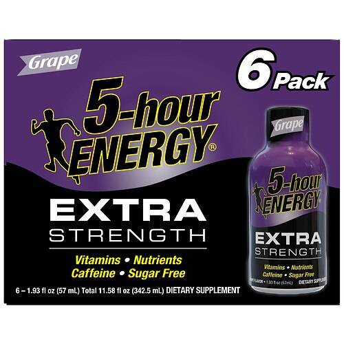 5-Hour ENERGY Shot, Extra Strength, Grape - 1.93 fl oz x 6 pack