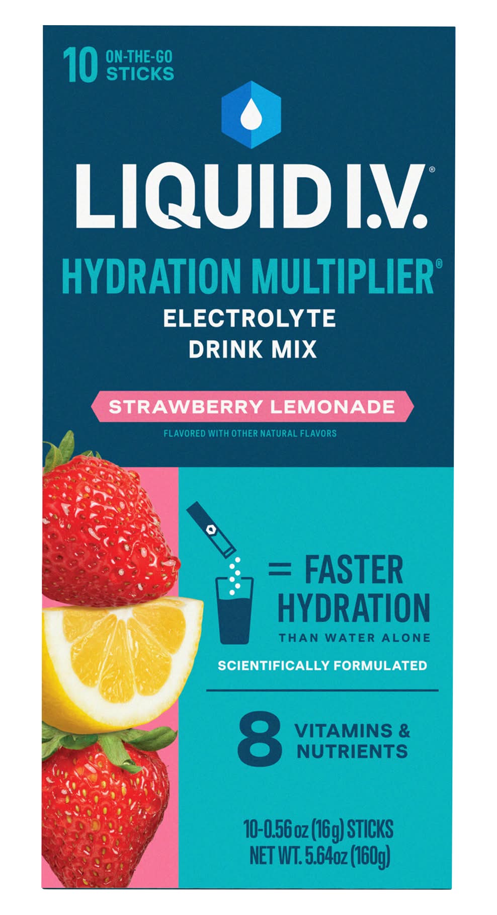 Liquid I.V. Hydration Multiplier Electrolyte Drink Mix Stick, Strawberry-Lemonade (5.64 oz, 10 ct)