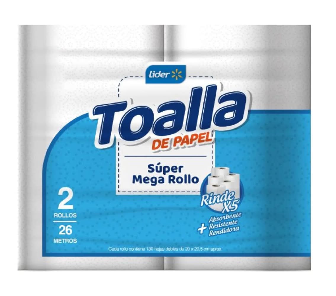 Lider · Toalla de papel súper mega - 26 m (2 un)