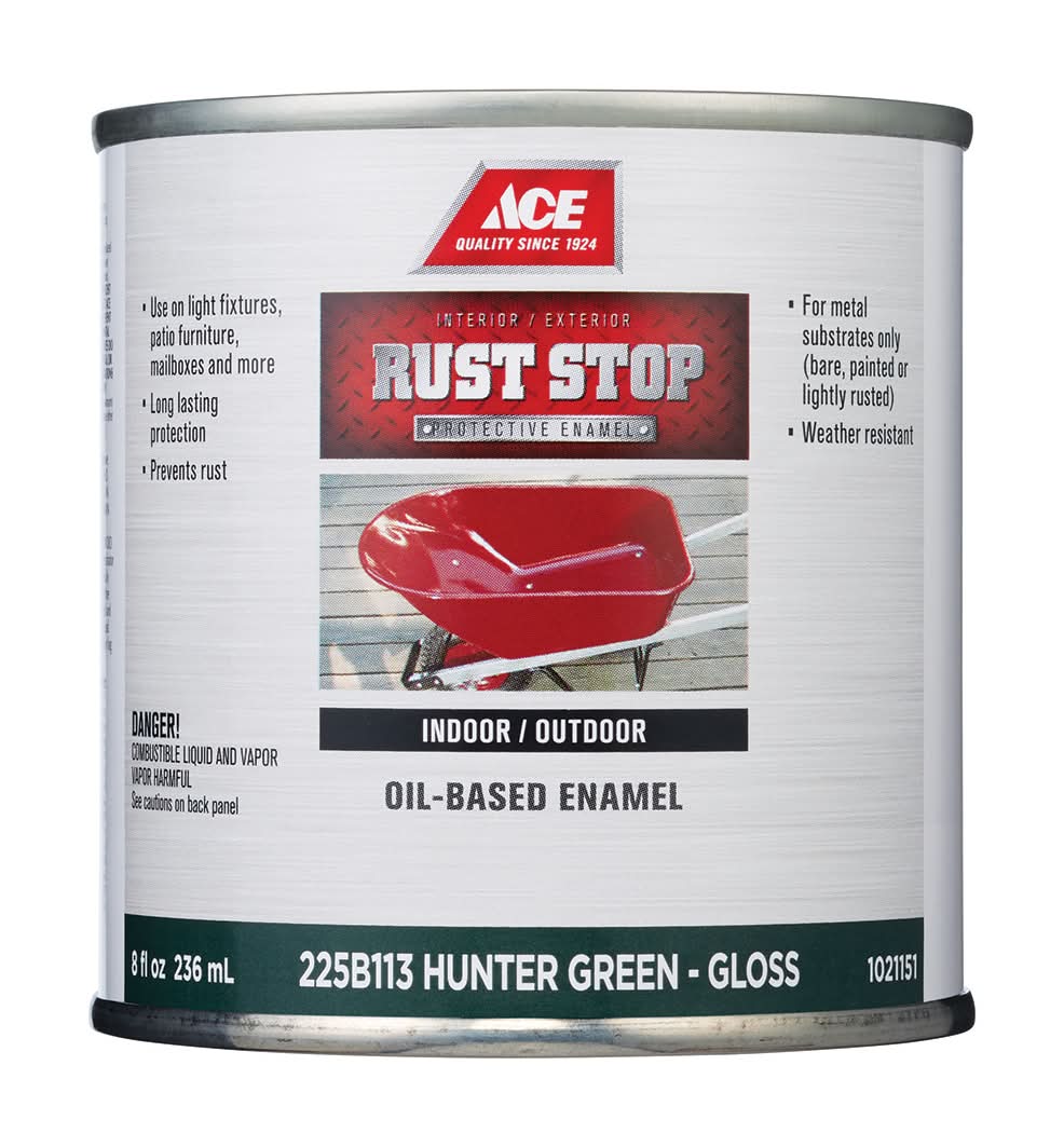 ACE Rust Stop Indoor And Outdoor Gloss Hunter Green Oil-Based Enamel Rust Prevention Paint 1/2 Pt
