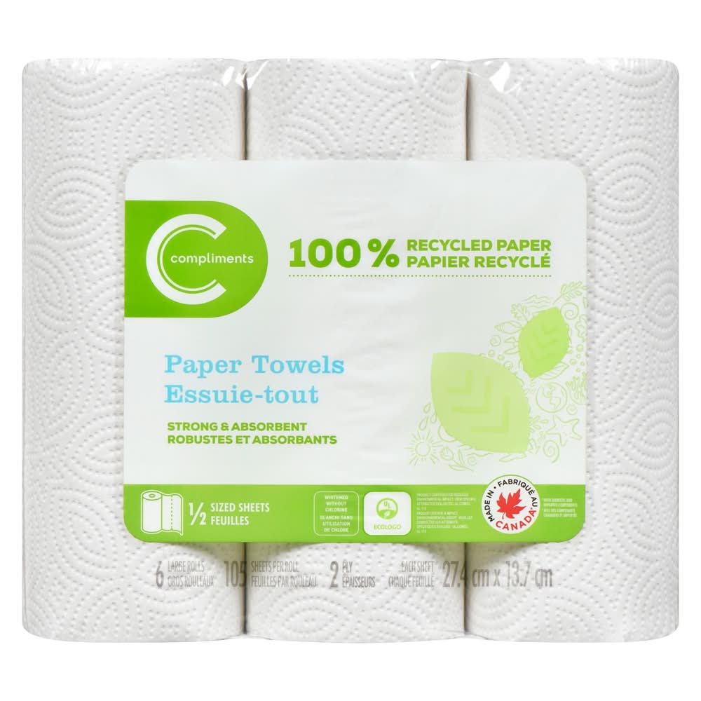 Compliments 2 Ply Paper Towels, 27.4cm x 13.7cm (6 ct)