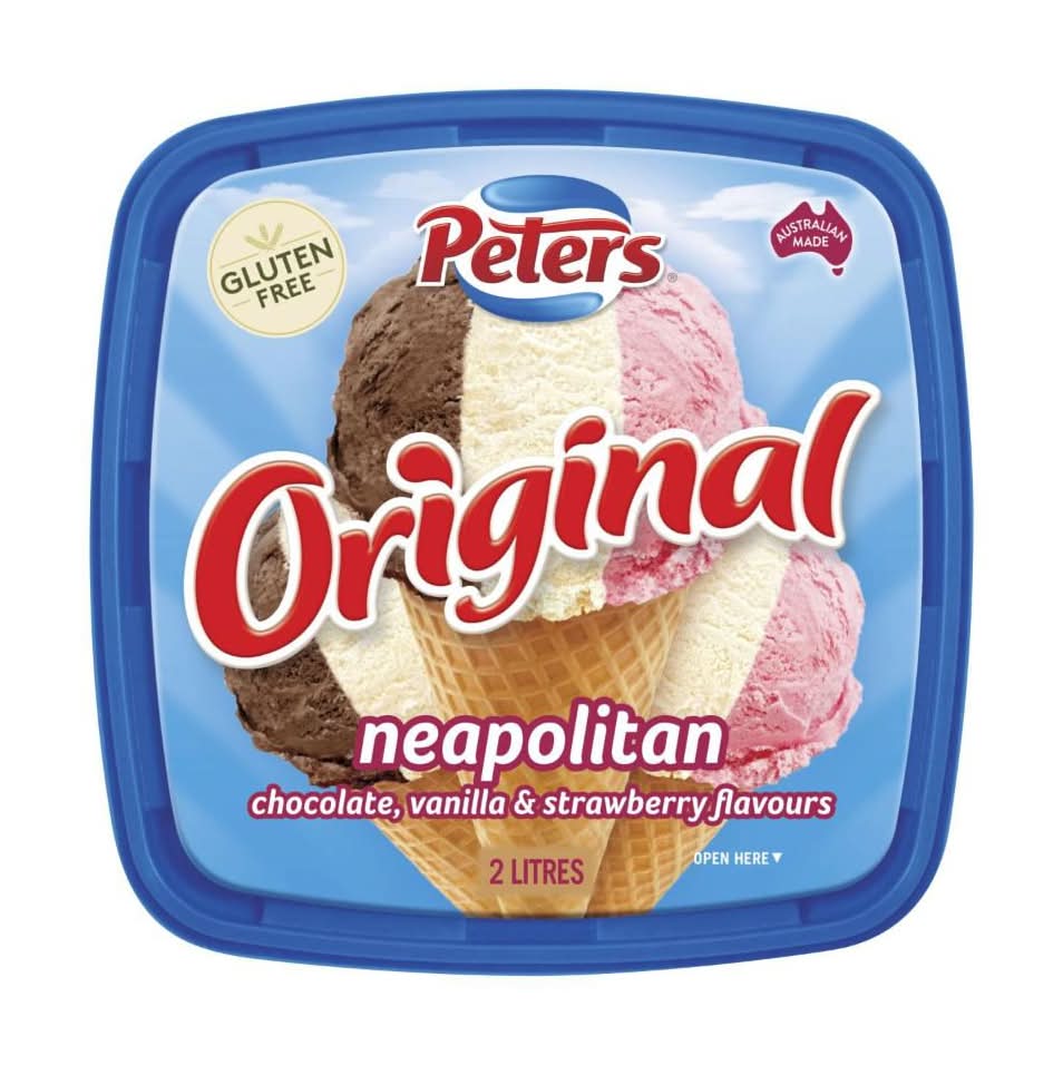 Peters Original Neapolitan Ice Cream, Chocolate-Vanilla- Strawberry (2L)