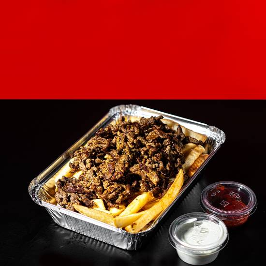 Beef shawarma over fries