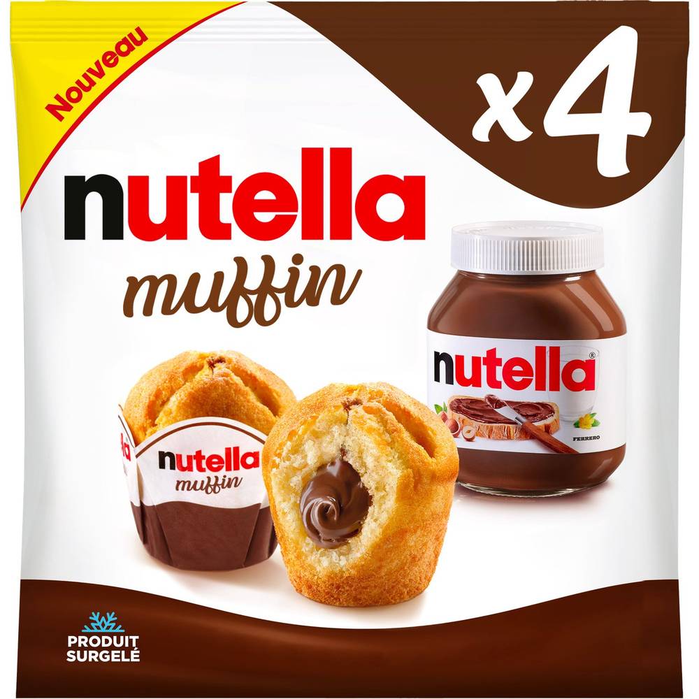 Muffins Fourrés à la Pâte à Tartiner aux Noisettes et au Cacao  NUTELLA - le sachet de 4 pièces