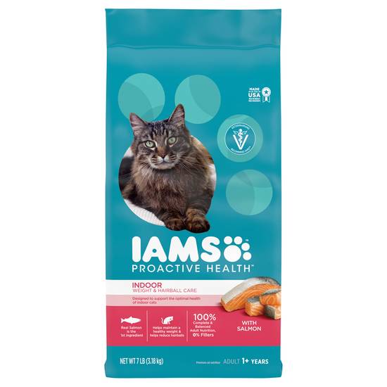Iams Proactive Health Adult 1+ Years Weight & Hairball Care Indoor Premium With Cat Nutrition (salmon)