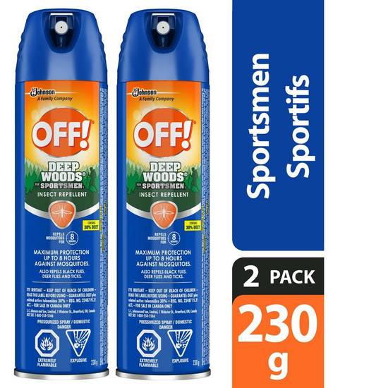 Off! off! régions sauvages insecticide pour sportifs – aérosol 2x230g (2 x 230g) - deep woods sportsmen insect repellent spray (2 pack)