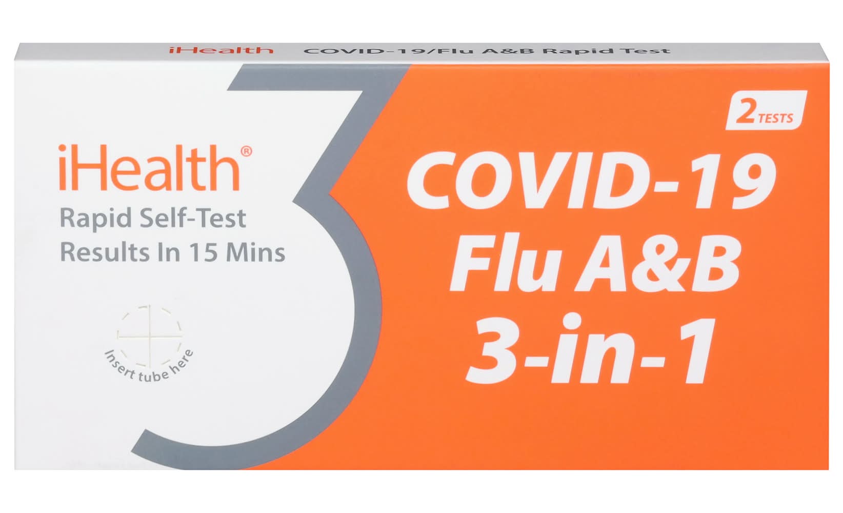iHealth Covid-19 Flu A&B 3-in-1 Home Rapid Test Kit (2 ct)