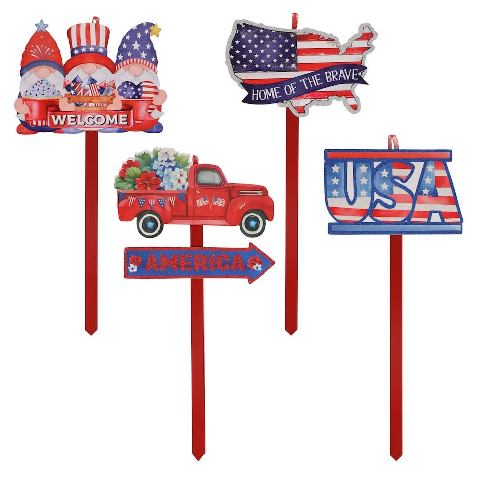 Patriotic Yard Stake, 4-ct Assorted.