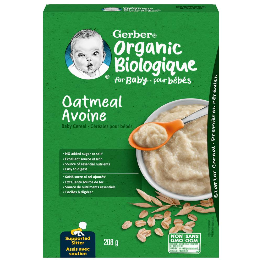 Gerber Organic Oatmeal Baby Cereal (208 g)