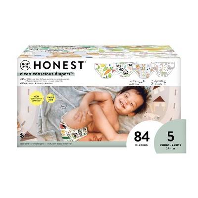 The Honest Company Clean Conscious Disposable Diapers Four Print pack, Size 5 (84 ct)