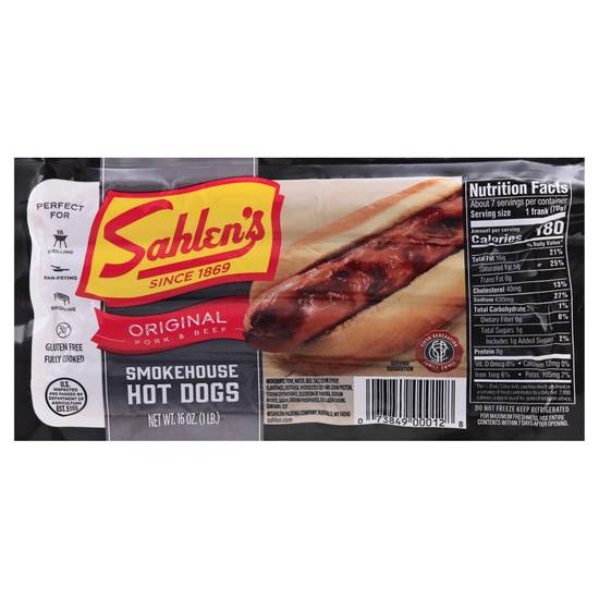 Sahlen's Smokehouse Original Pork & Beef Hot Dogs