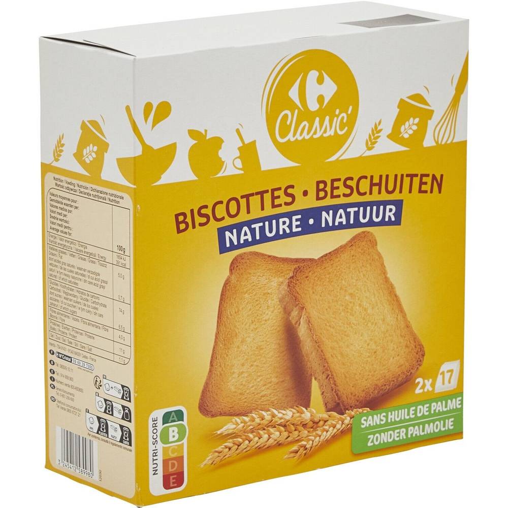 Carrefour Classic' - Biscottes nature (34 pièces)