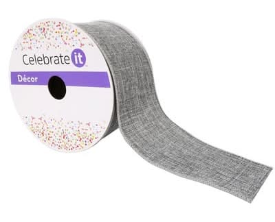 2.5" X 25Ft. Faux Linen Wired Ribbon By Celebrate It