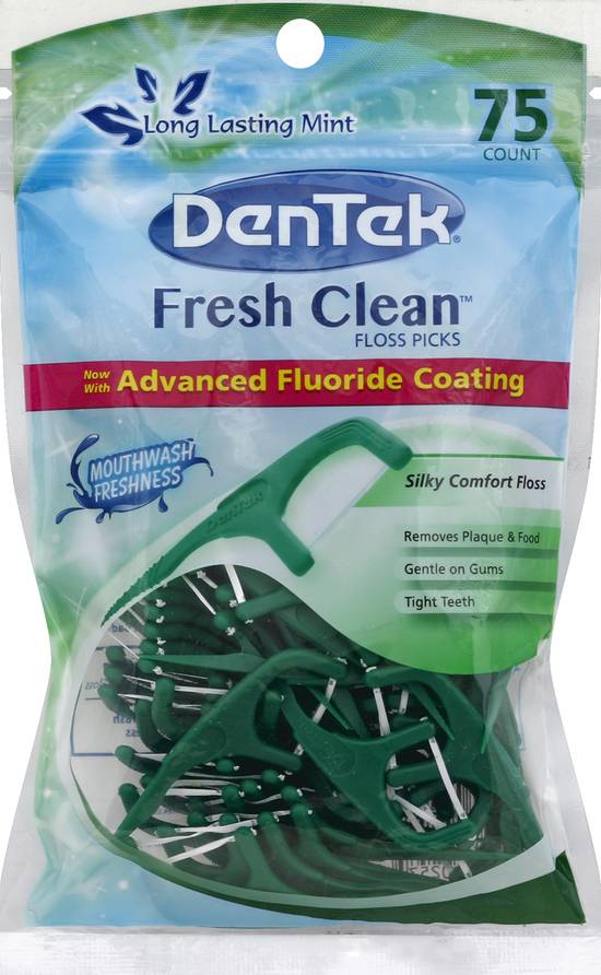 Dentek Floss Picks With Advanced Fluoride Coating Mint (75 picks)