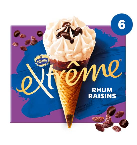 Nestlé - Extrême glace cônes rhum raisins (6 pièces)