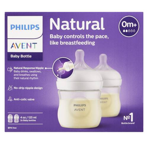 Philips Avent Natural Response 125 ml Capacity Baby Bottles (2 ct)