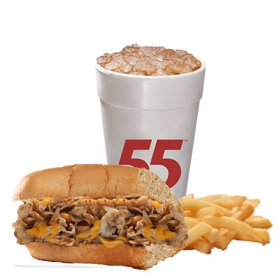 Order Plain Lil' Chicken Cheesesteak Meal food online from Hwy 55 Burgers, Shakes & Fries store, New Bern on bringmethat.com