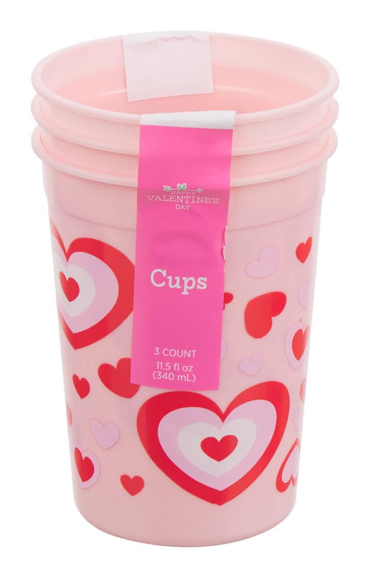 Happy Valentine?S Day Plastic Cups 11.5 Fl Oz 3 Ct Assorted