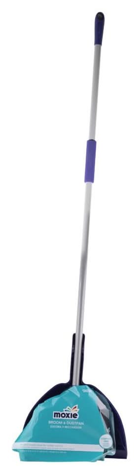 Moxie 8-in Plastic Multi-surface Angle with dustpan Upright Broom