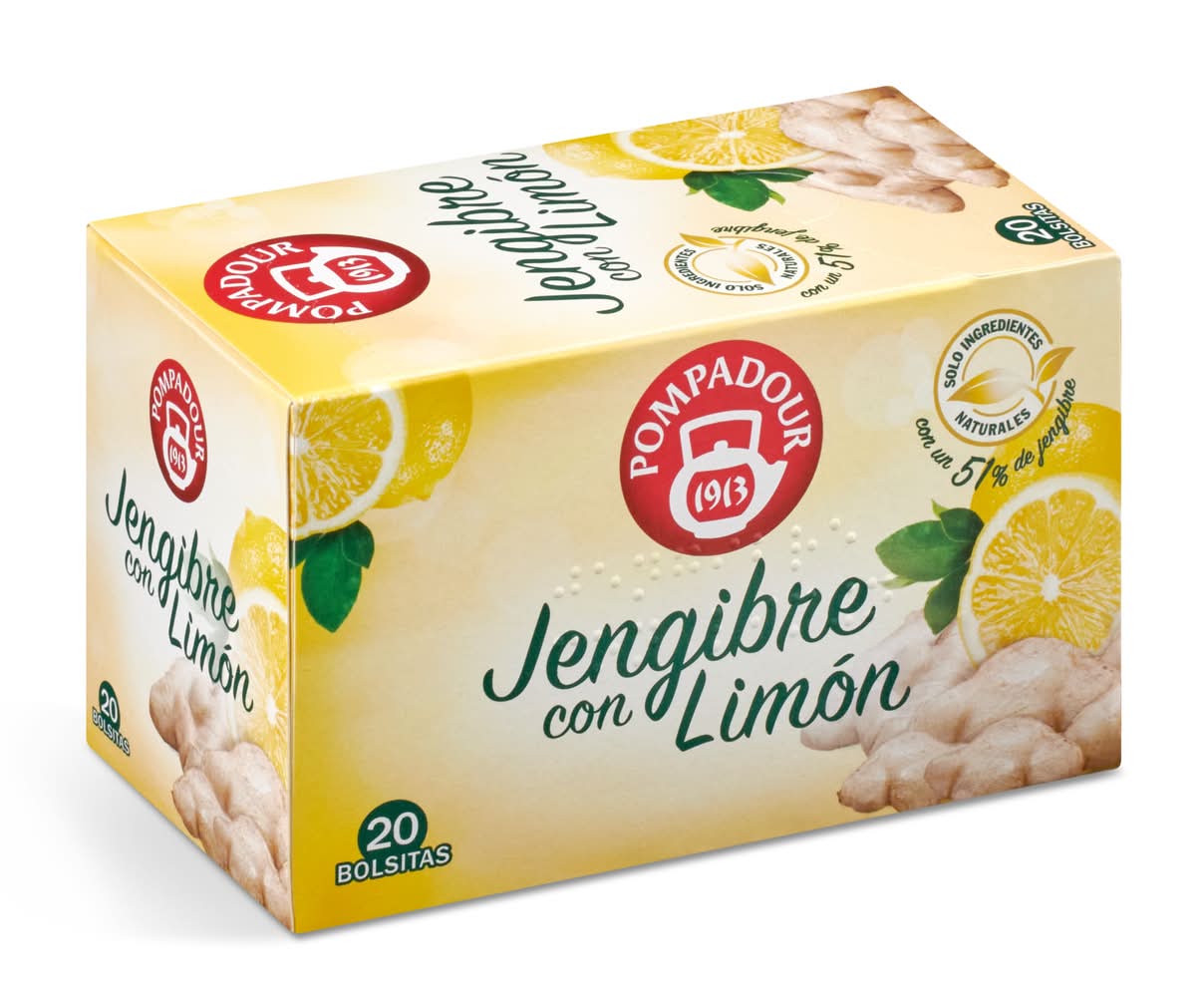 Infusión Jengibre Con Y Limón Pompadour Caja 20 Unidades