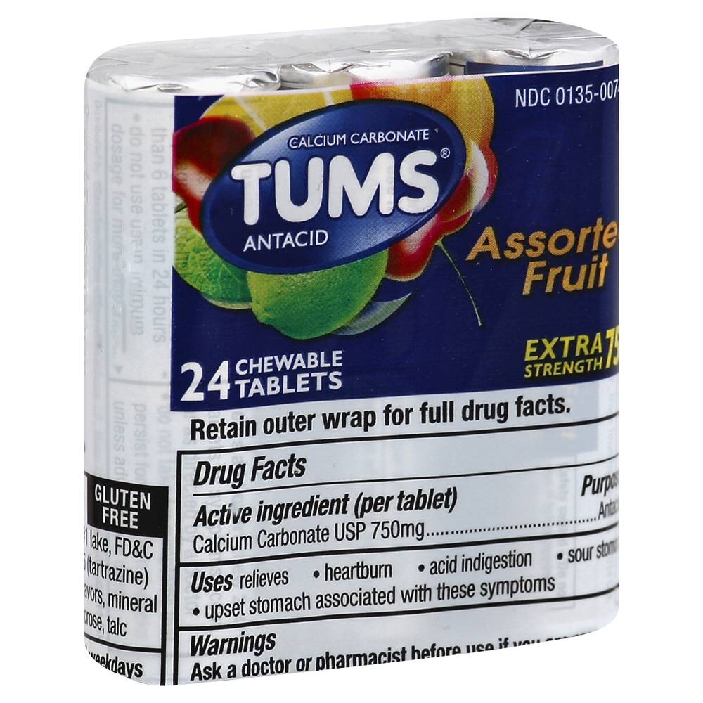 Tums Extra Strength 750 Assorted Fruit Antacid Chewable Tablets (1.6 oz)