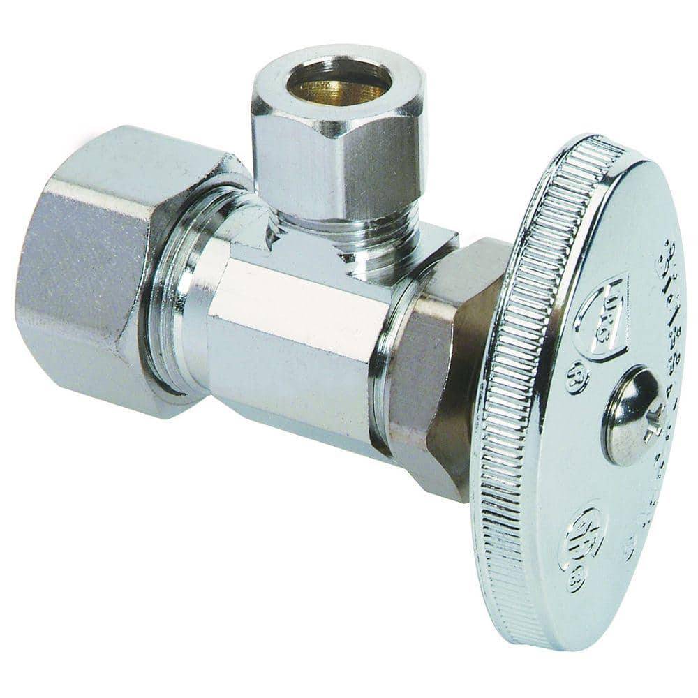BrassCraft Nominal Compression Inlet and O.d. Compression Outlet Multi-Turn Chrome Plated Angle Valve