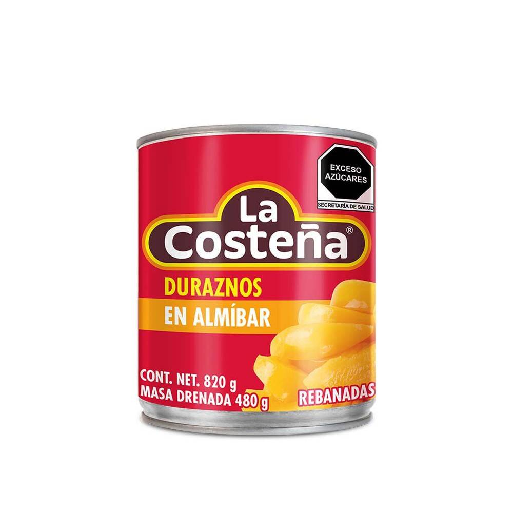 La costeña duraznos en almíbar (lata 820 g)